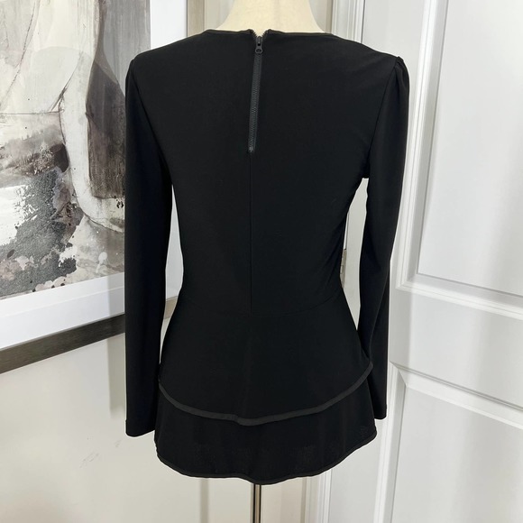 Narciso Rodriguez Design Nation Black Peplum Top Small Long Sleeve Stretch - Picture 2 of 10